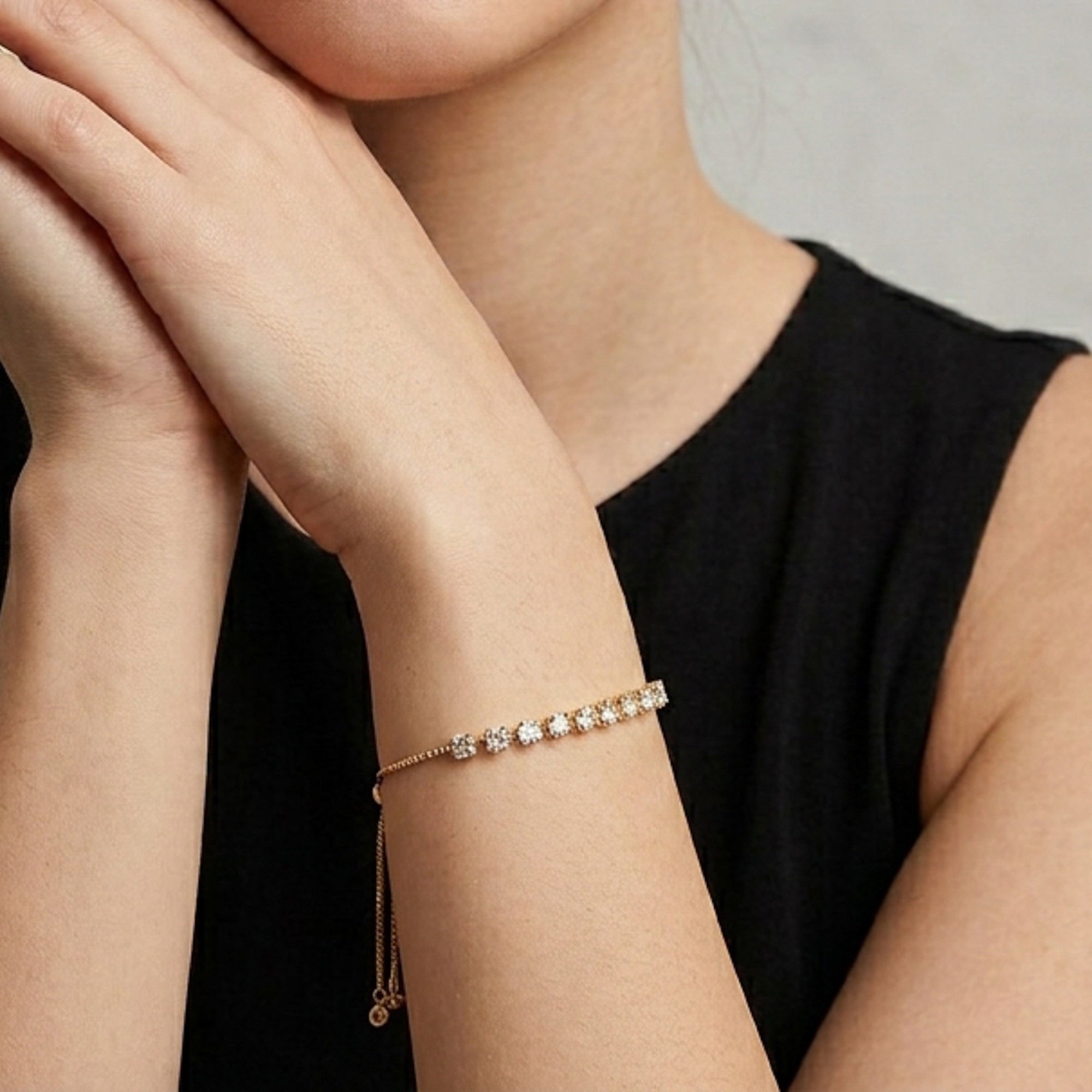 Pulsera de tenis ajustable con circonia estrella 4mm