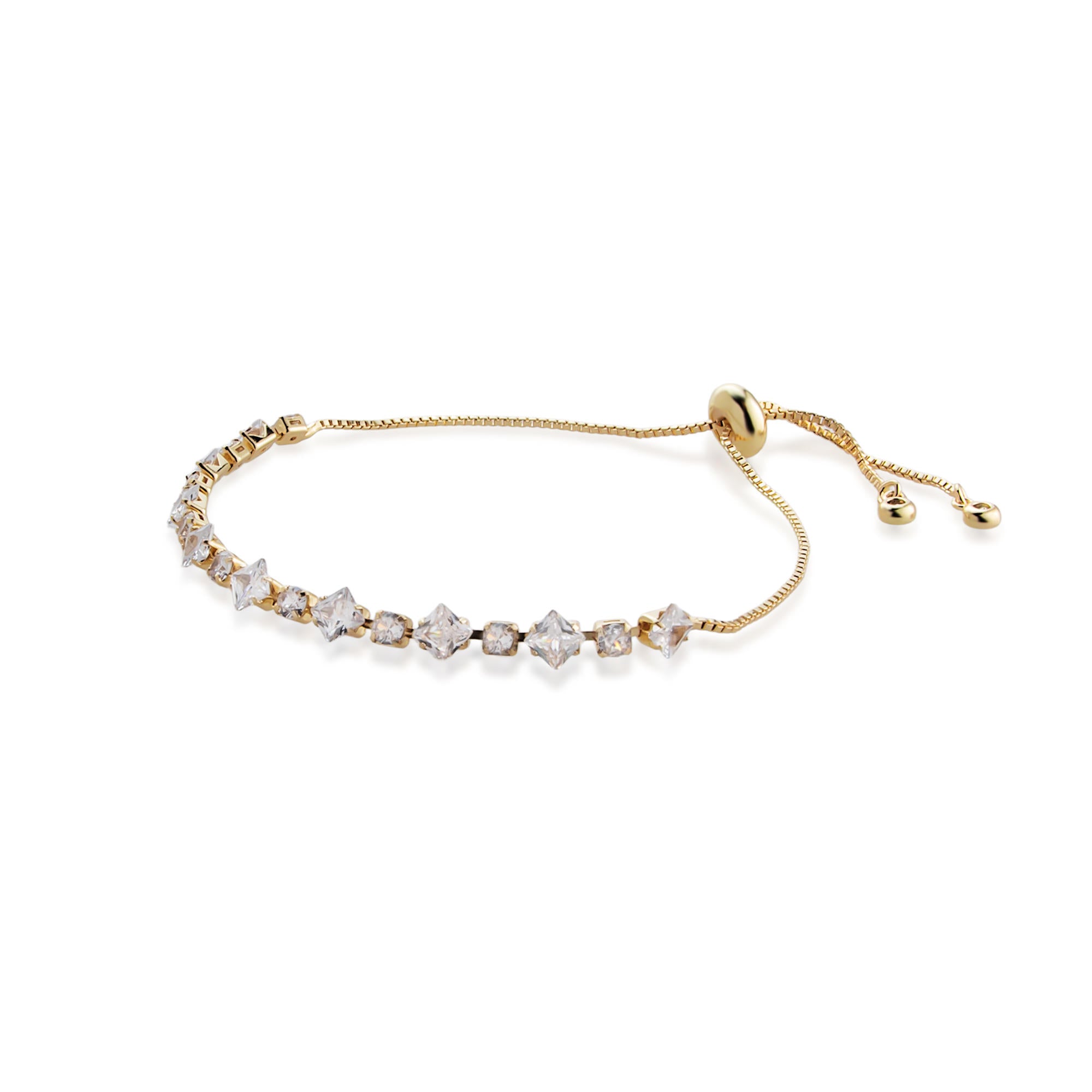 Pulsera de tenis ajustable con circonia rombo y redonda 5mm