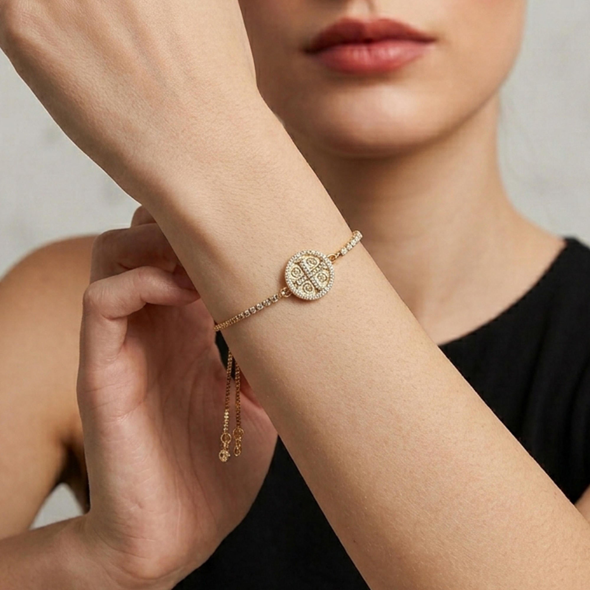 Pulsera ajustable San Benito con circonias 14mm