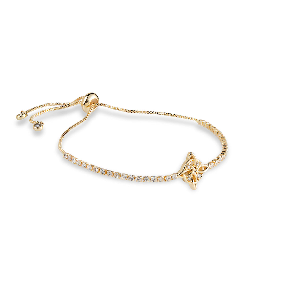 Pulsera de tenis ajustable con circonia y nudo de bruja 14mm