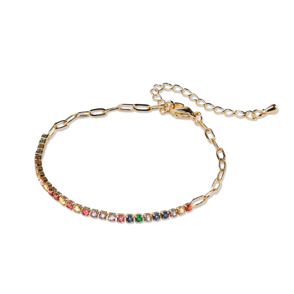 Pulsera eslabon largo con circonias 17-22cm