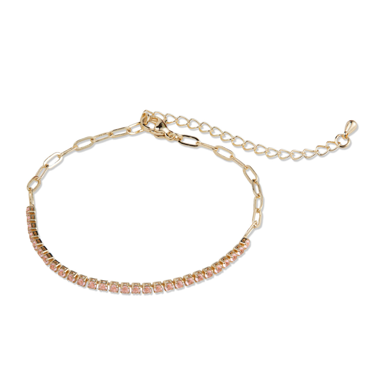 Pulsera eslabon largo con circonias 17-22cm