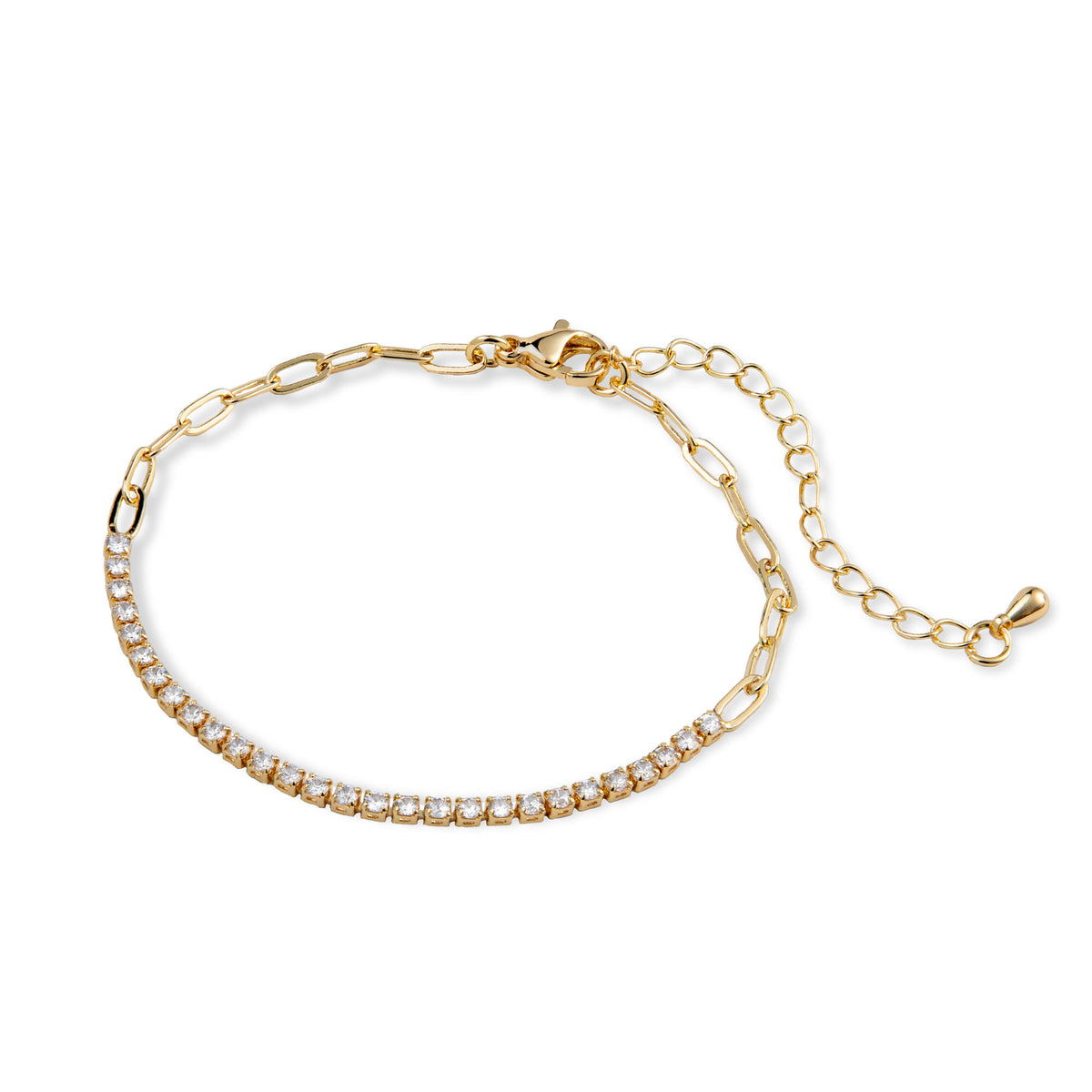 Pulsera eslabon largo con circonias 17-22cm