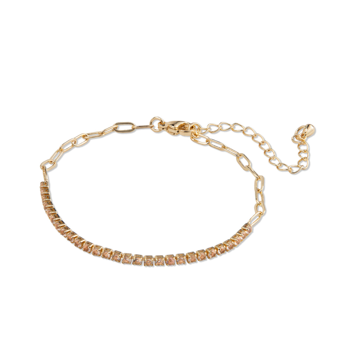 Pulsera eslabon largo con circonias 17-22cm