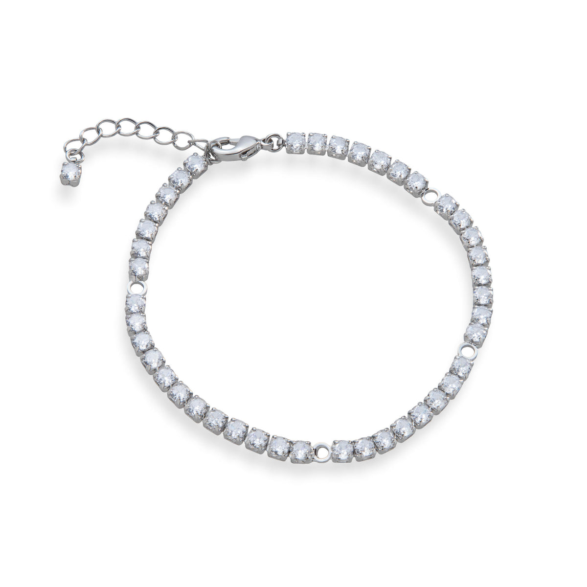 Pulsera tenis 3mm con circonias cuadradas 17+3.5cm 14k