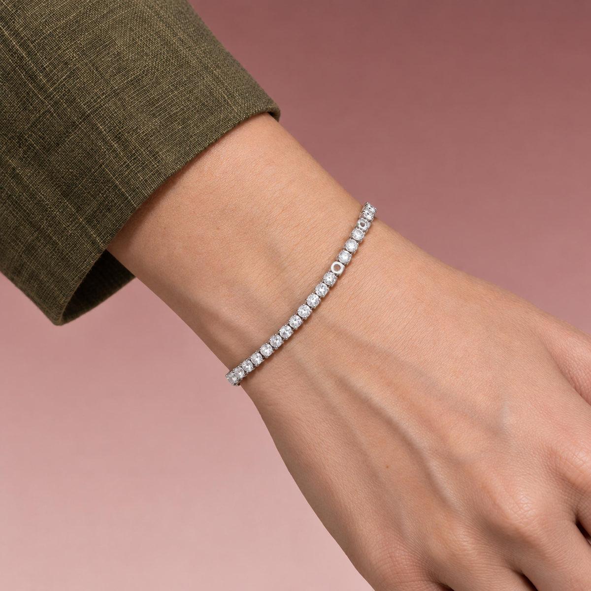 Pulsera tenis 3mm con circonias cuadradas 17+3.5cm 14k