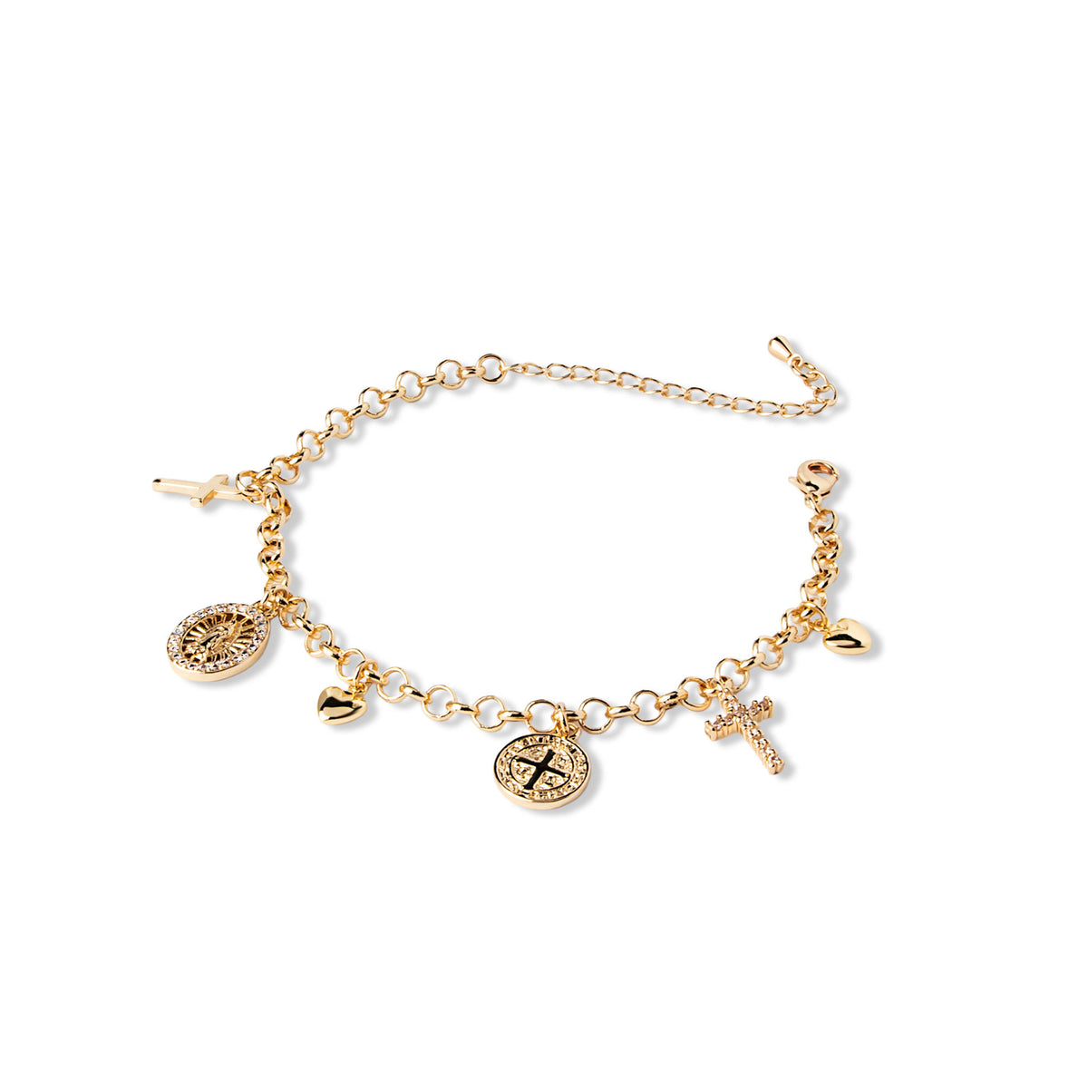 Pulsera dijes colgantes religiosos con circonias 17-22cm