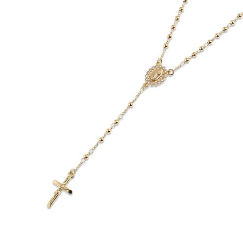 Rosario con Medalla de Virgen de Guadalupe y circonias 50cm
