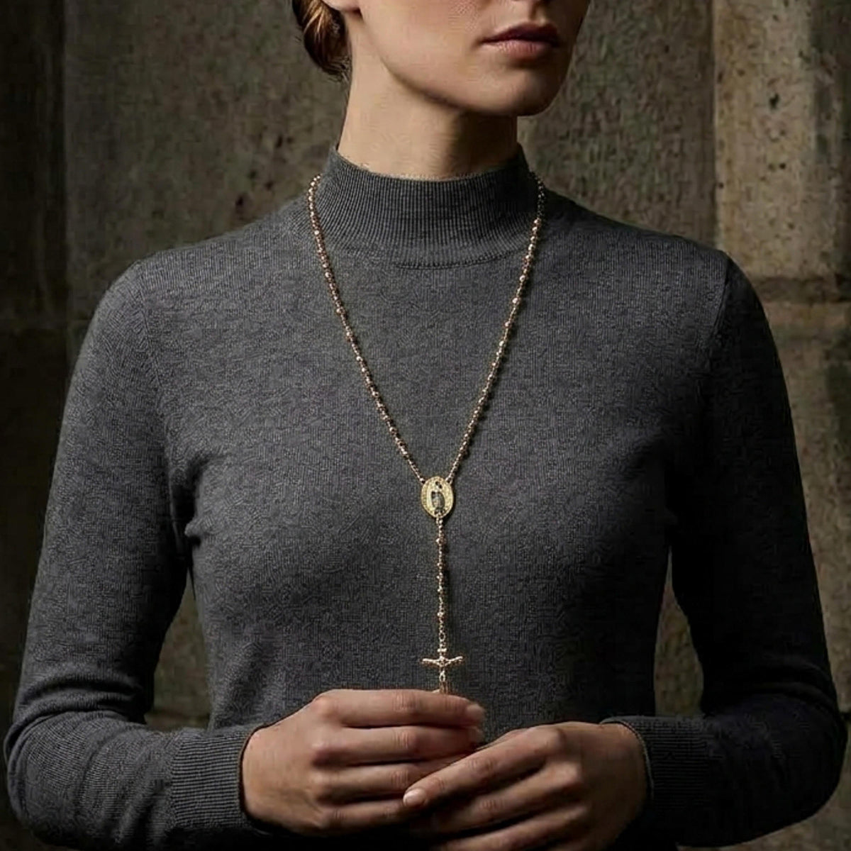 Rosario cuenta facetada 4mm Medalla de San Judas Tadeo y Cruz 60cm