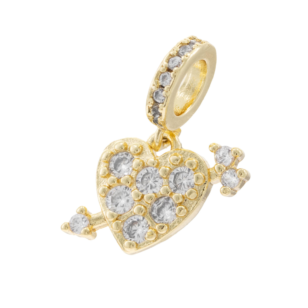 Charm corazon flecha colgante con circonias 10mm