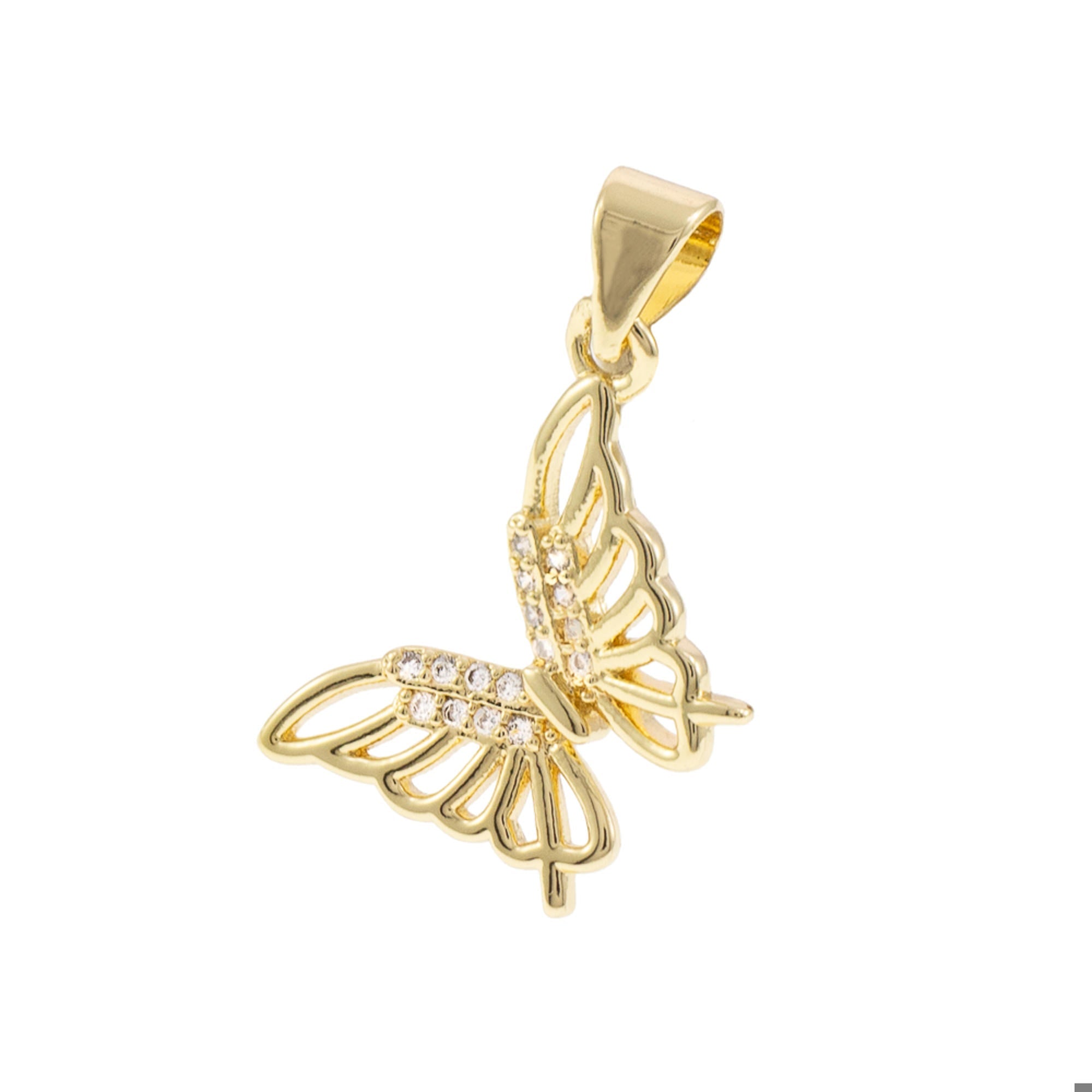 Dije de silueta mariposa con circonias 17mm