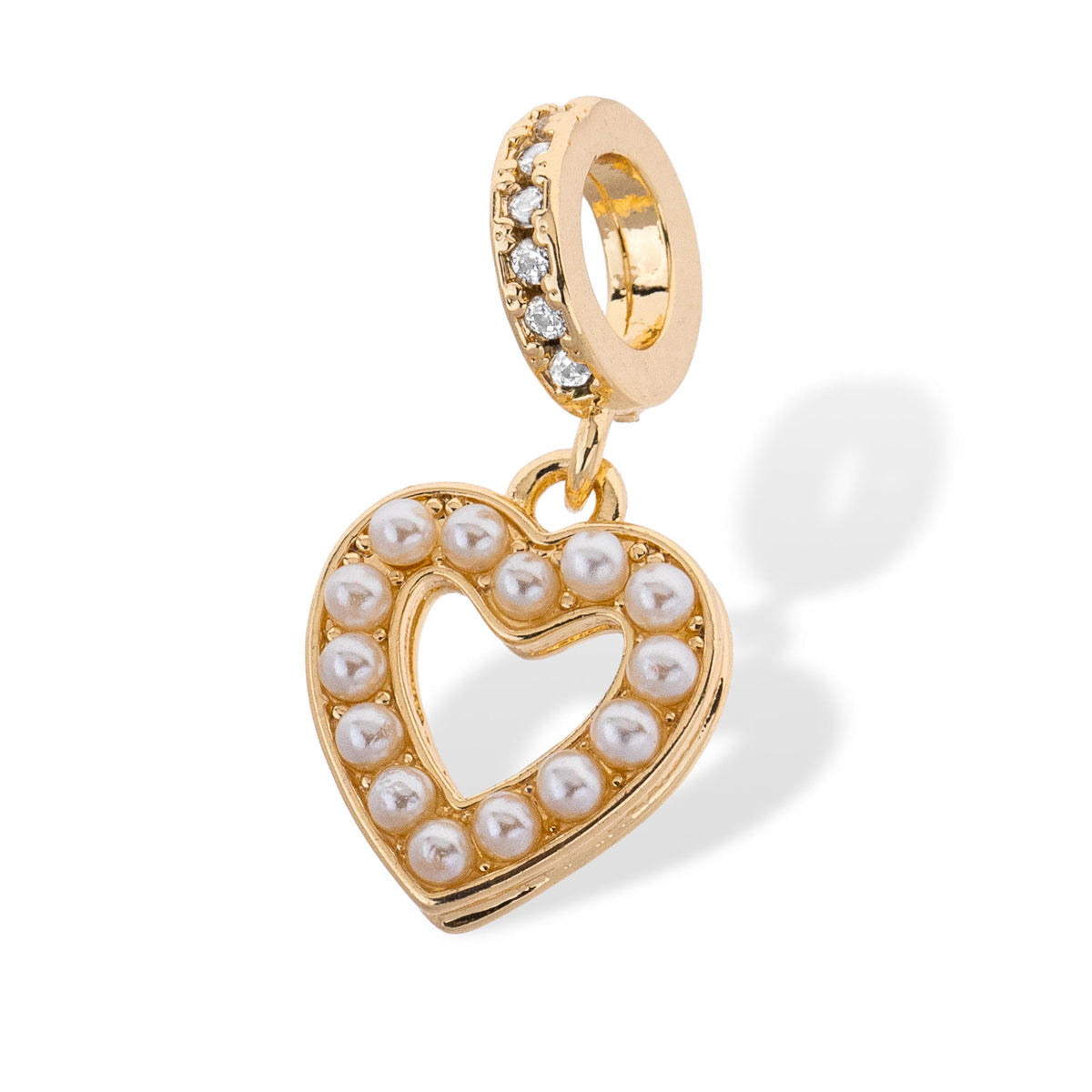 Charm silueta de corazon  colgante con perlas 13mm
