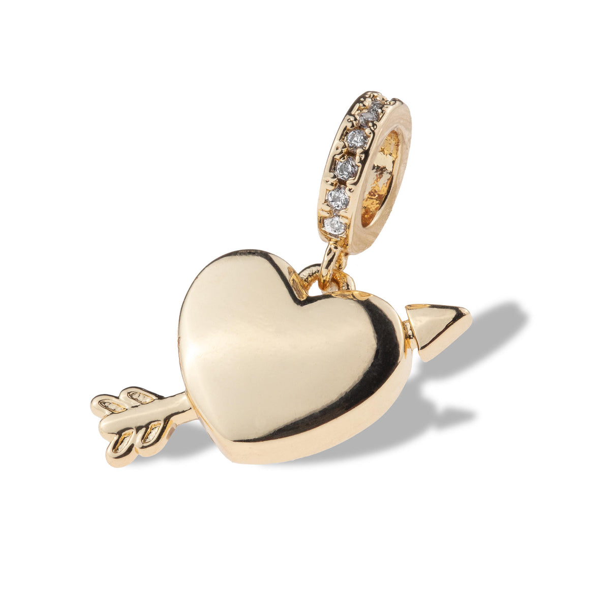 Charm de corazon con flecha colgante circonias 23mm