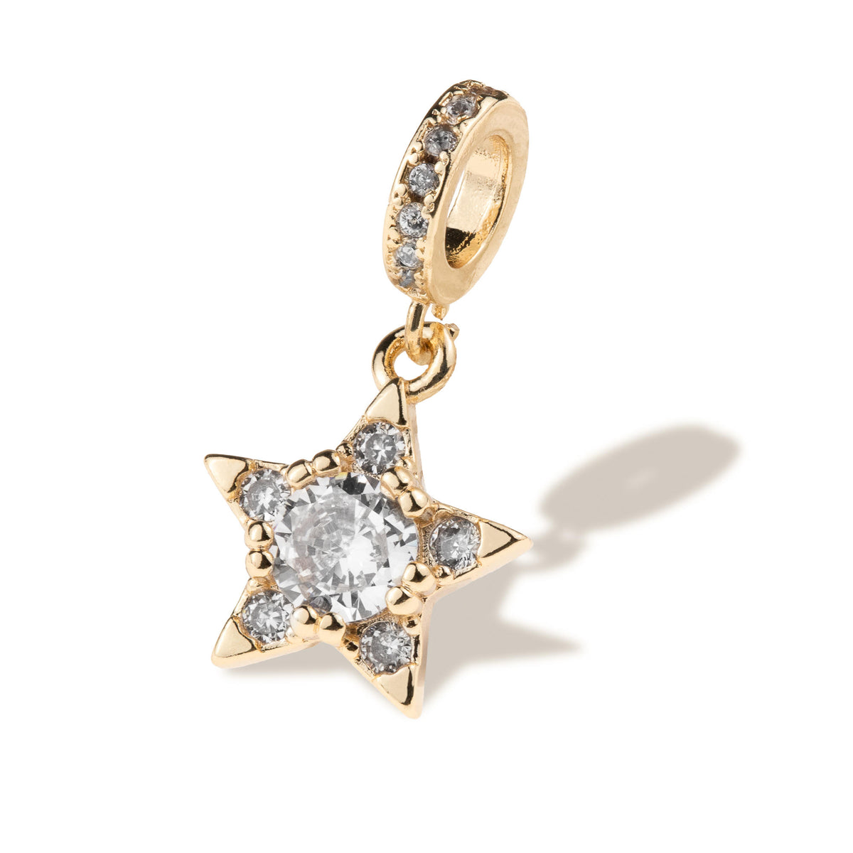 Charm de estrella colgante con circonias 19mm