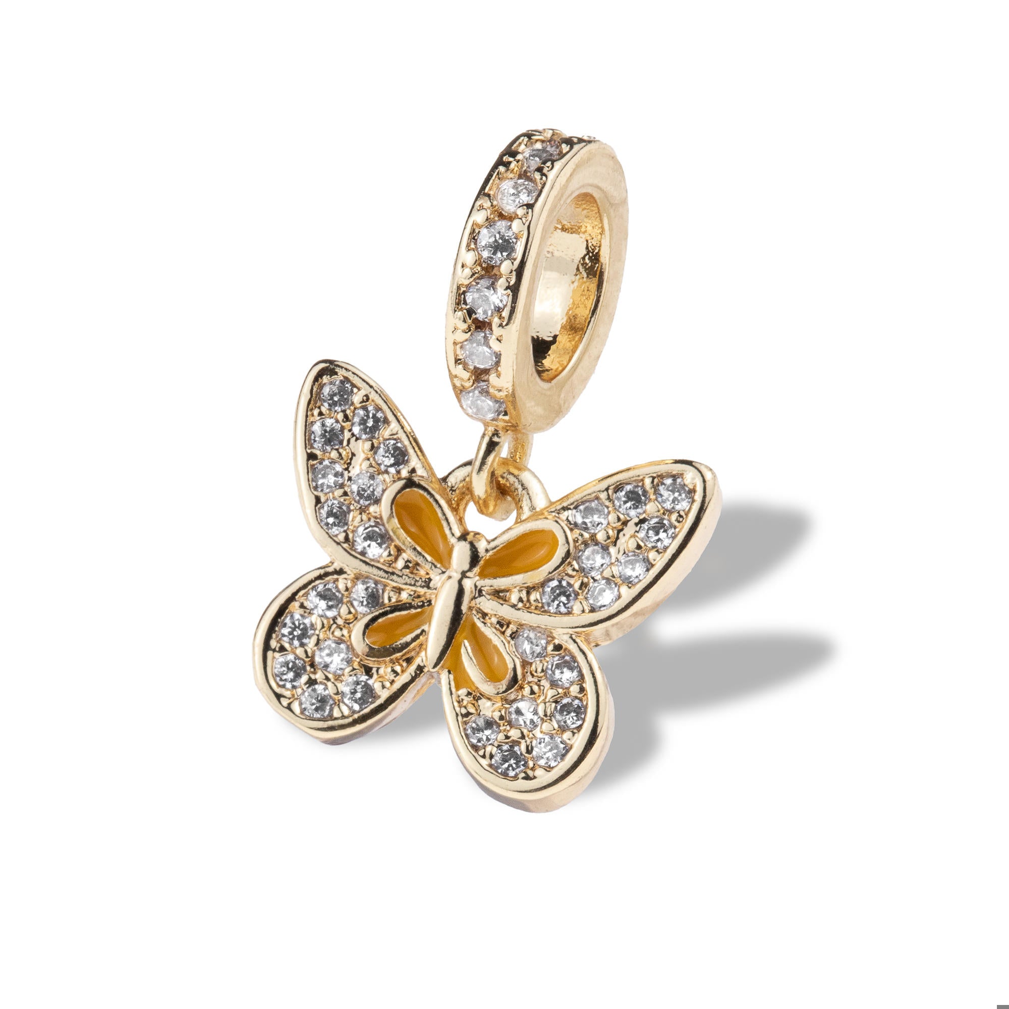 Charm de mariposa con esmalte y circonias 18mm
