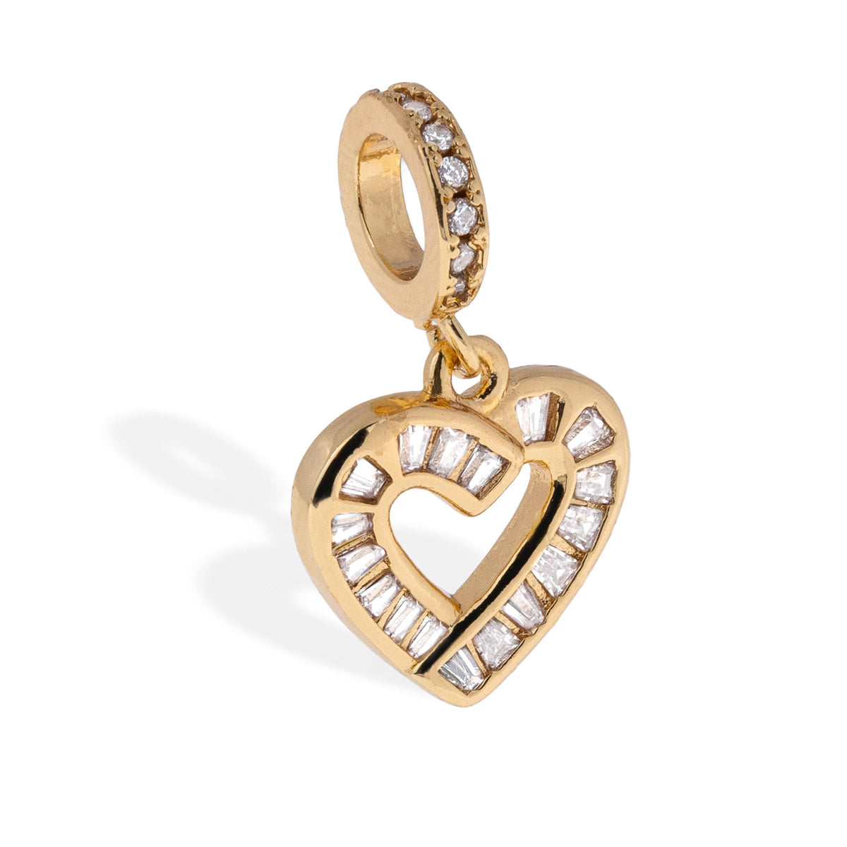 Charm silueta de corazon colgante con circonias trapecio 13mm