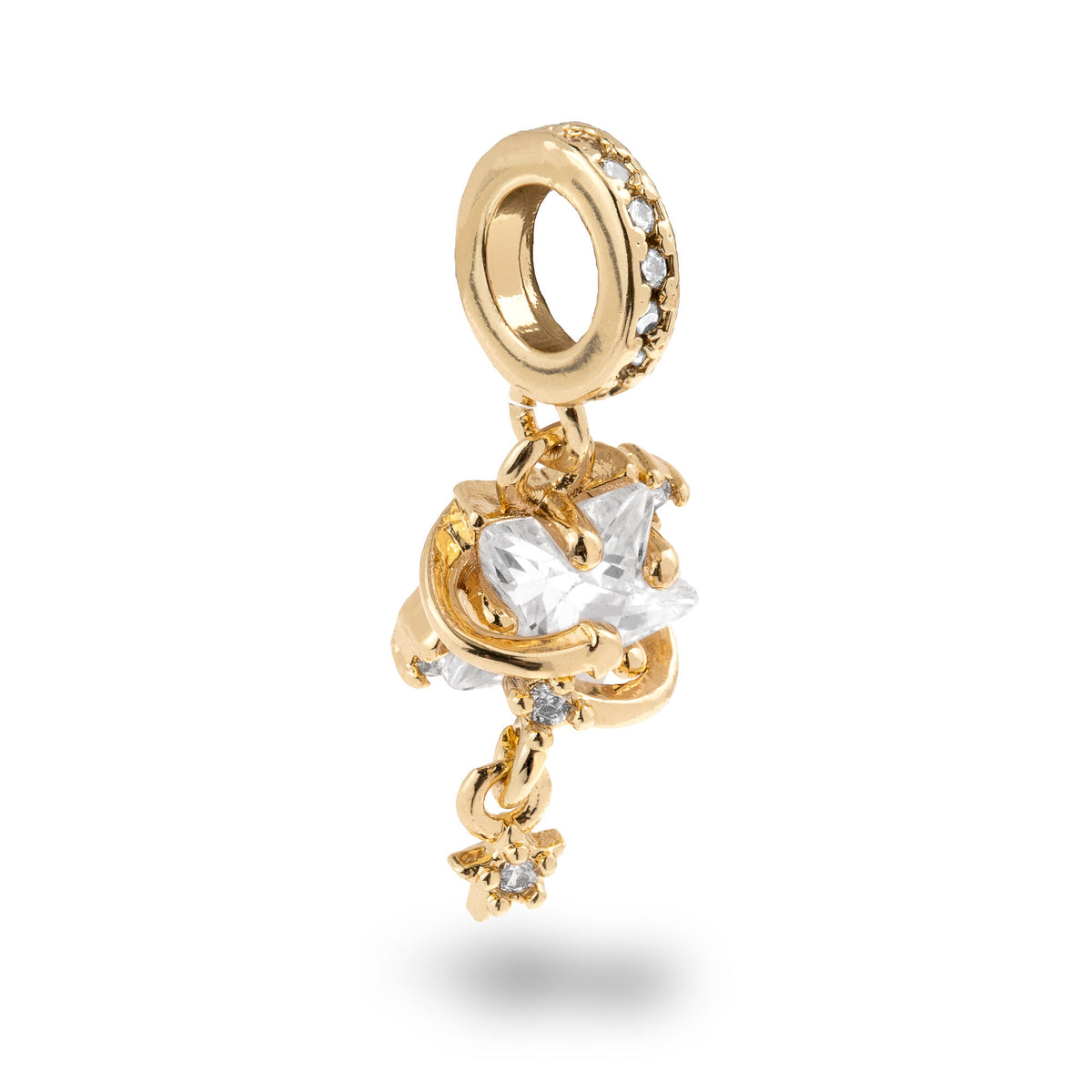 Charm con circonia en forma de estrella colgante 15mm