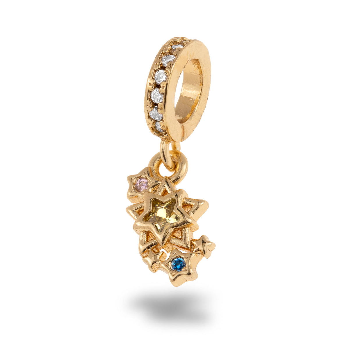 Charm de estrellas colgantes con circonias multicolor 11mm