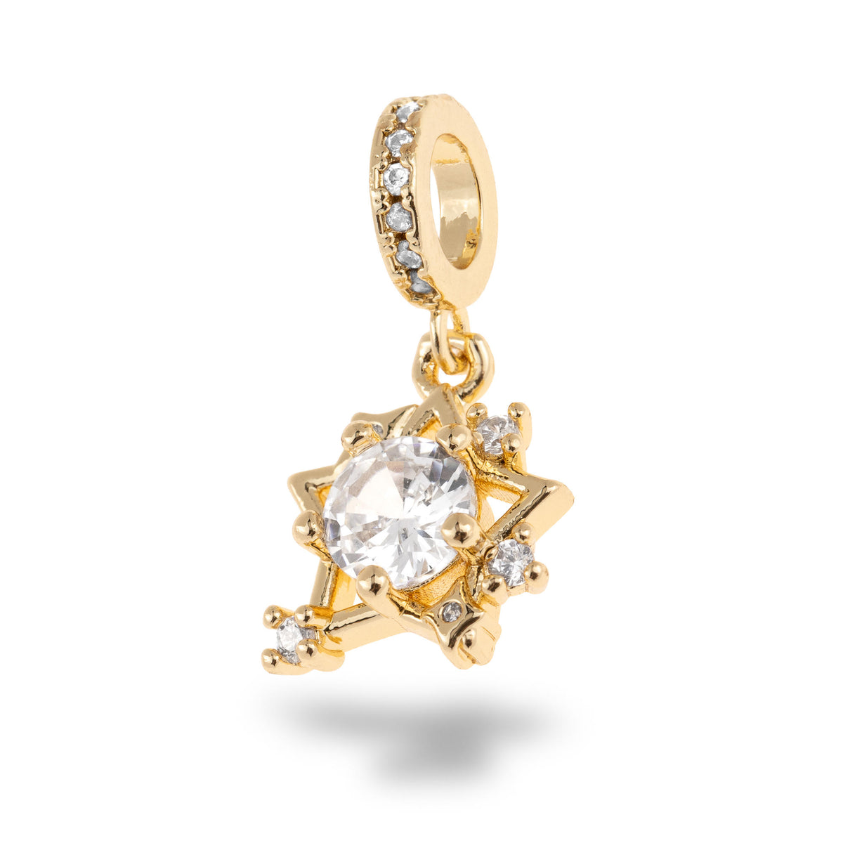 Charm silueta de estrella colgante con circonia redonda 14mm