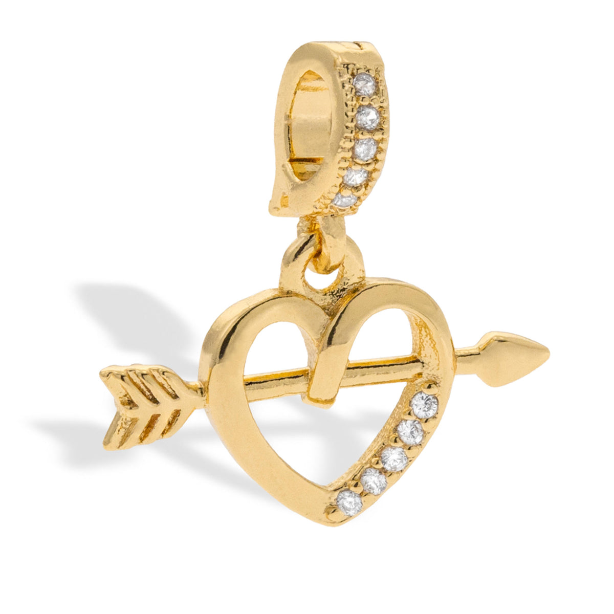 Charm de corazon con flecha colgante y circonias 12mm