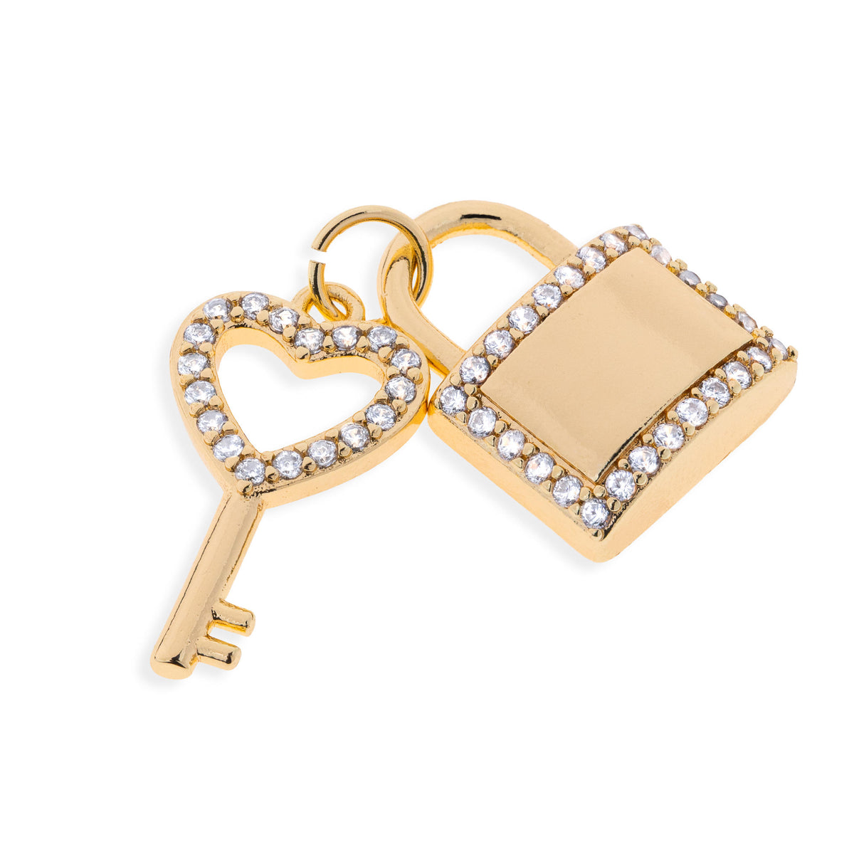 Dije de candado y llave de corazon con circonias 19-22mm
