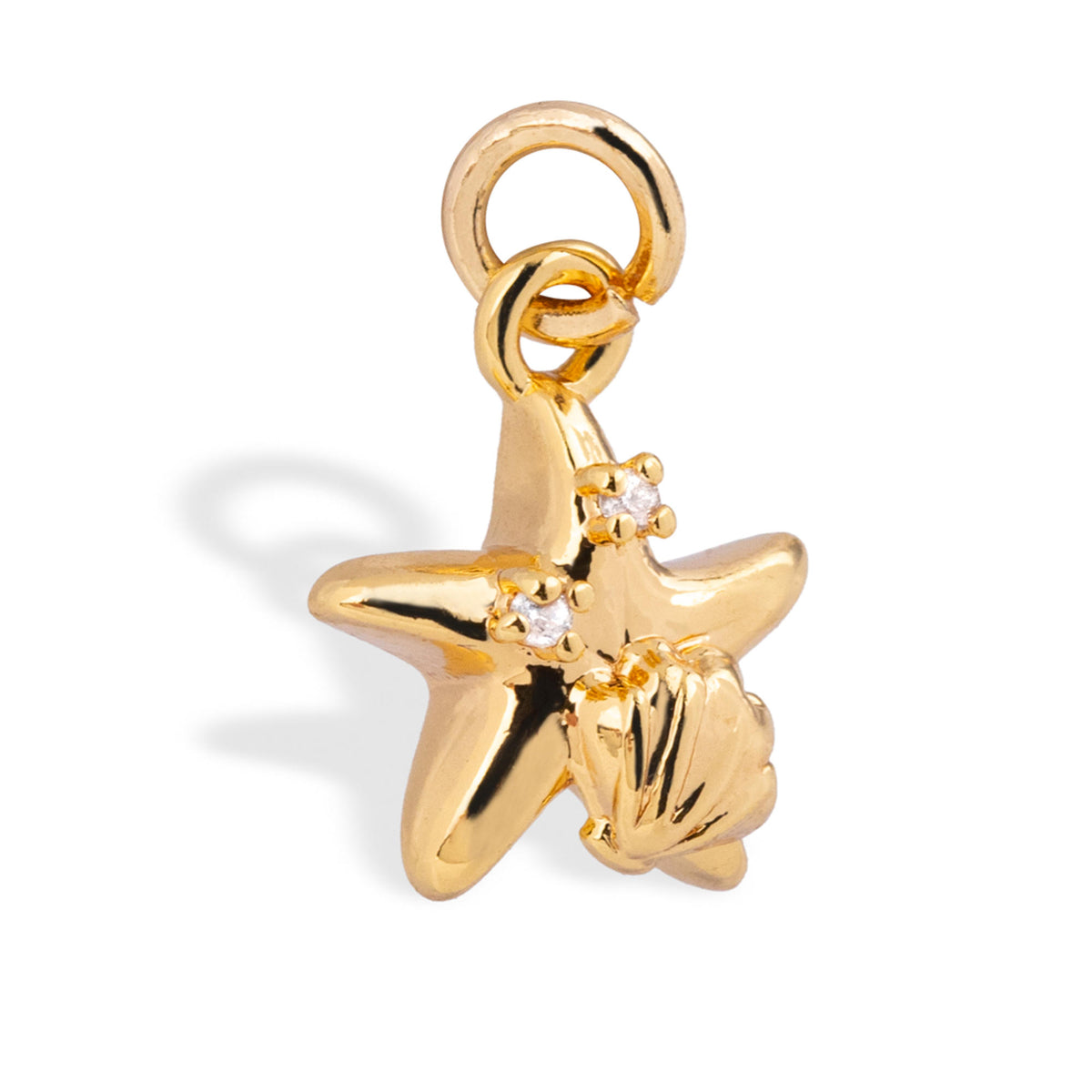 Dije estrella de mar con concha y circonias 10mm