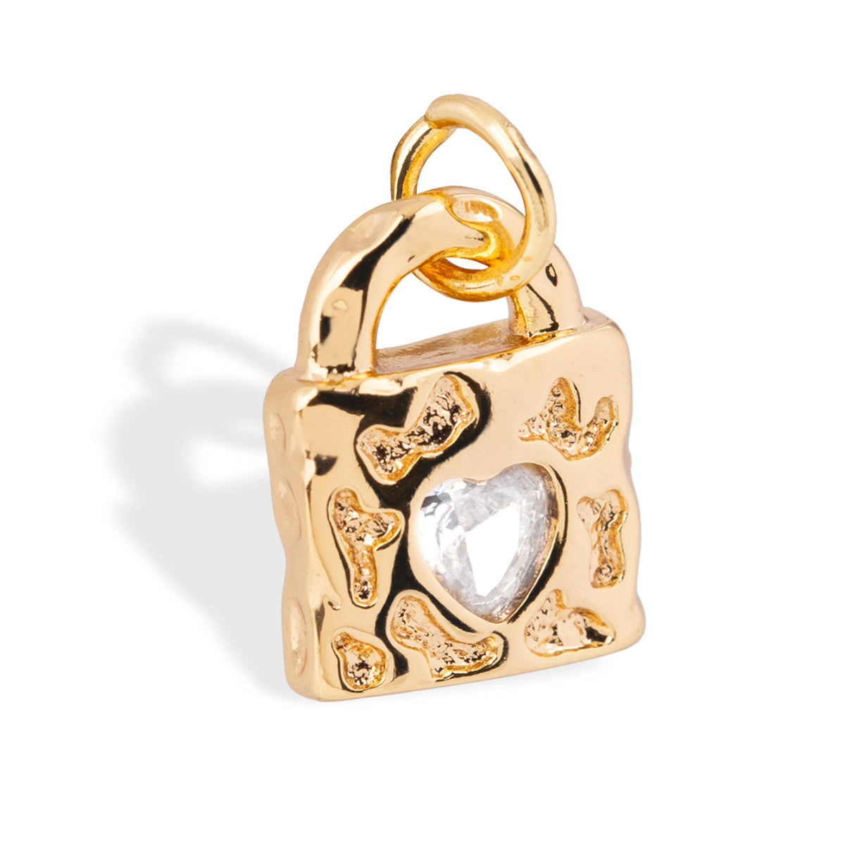 Dije de candado con circonia de corazon 12mm