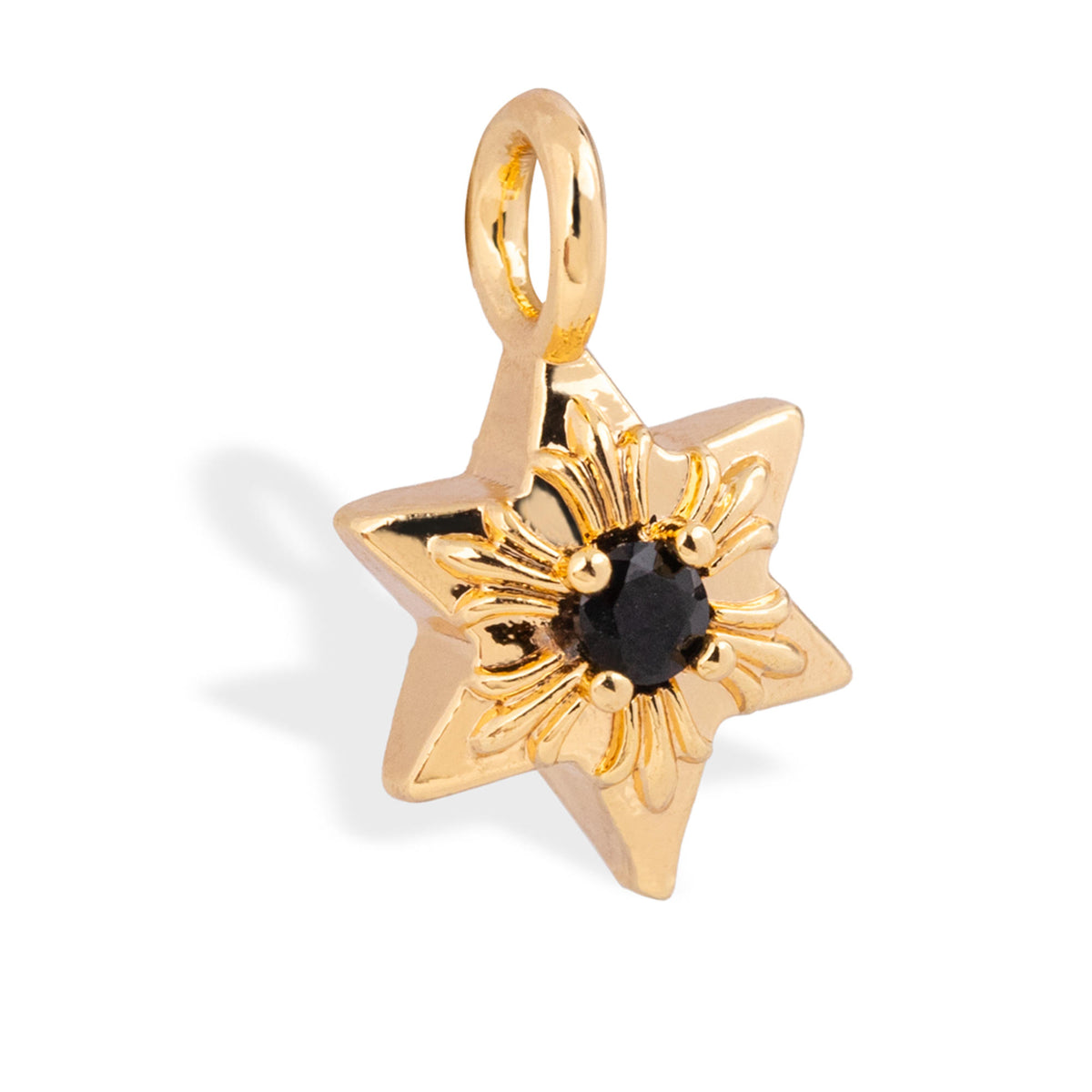 Dije de estrella con circonia negra 14mm