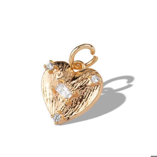 Dije corazon texturizado con circonias 11mm