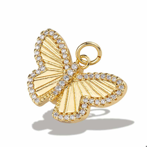 Dije mariposa acanalada y circonias 14mm