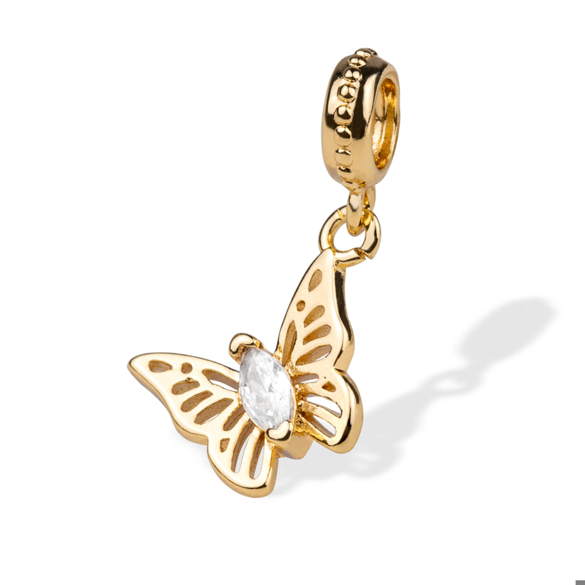 Charm de mariposa colgante con circonia marquise 16mm