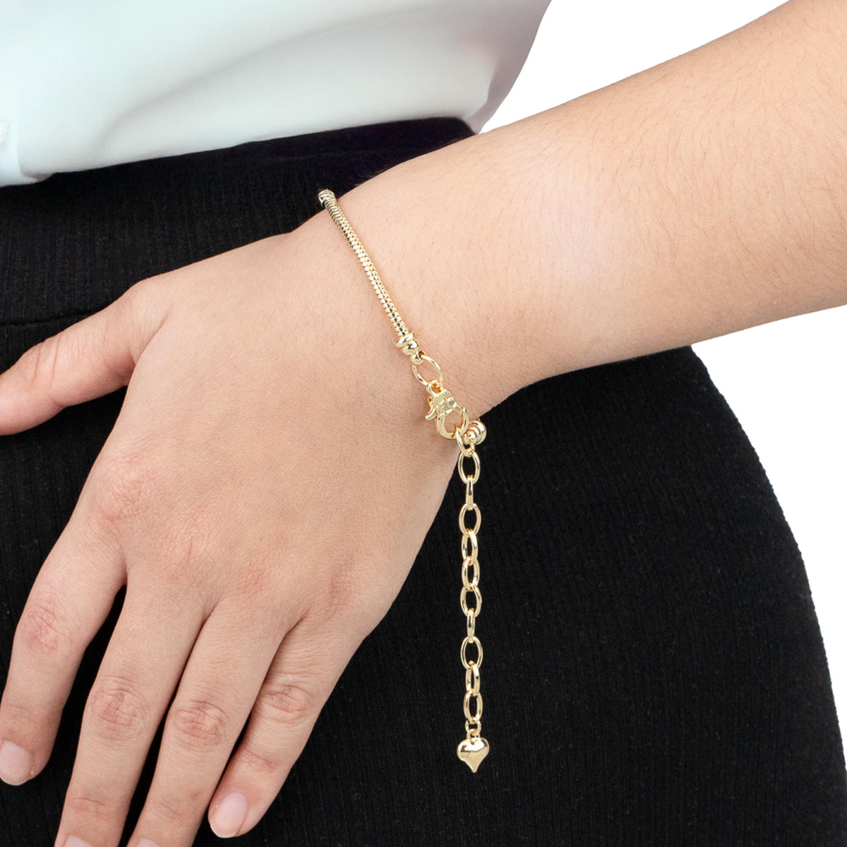 Pulsera cola de raton corazon colgante 17-24cm