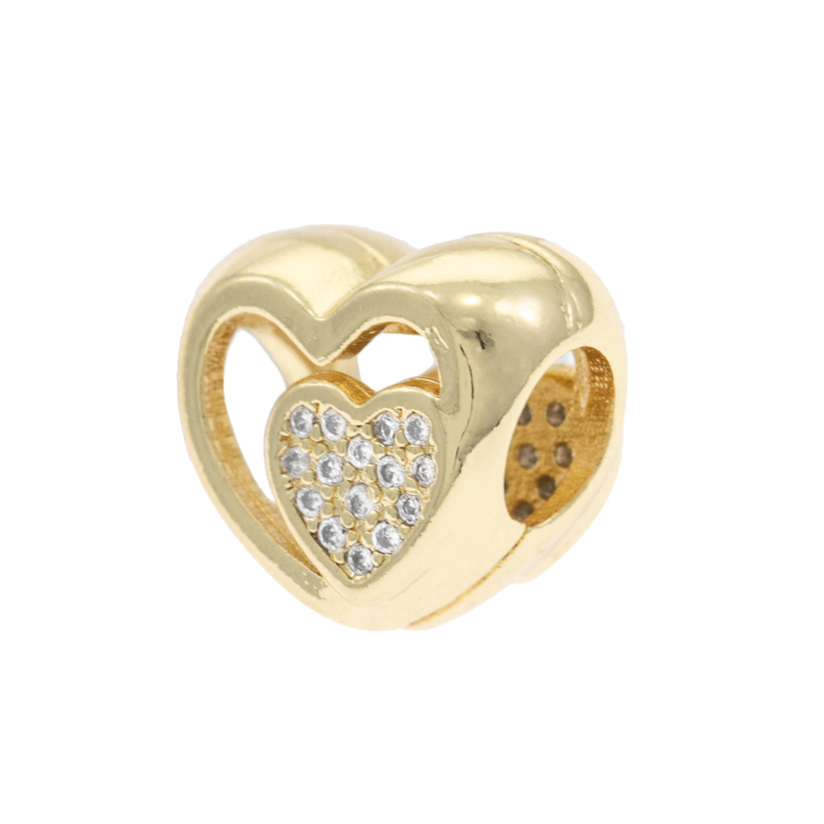 Separador de corazon doble con circonias 11mm