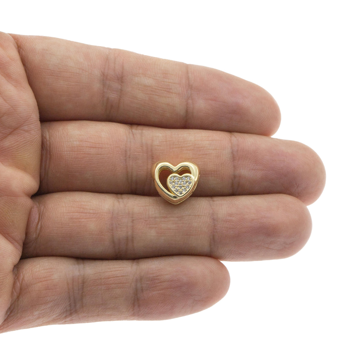 Separador de corazon doble con circonias 11mm