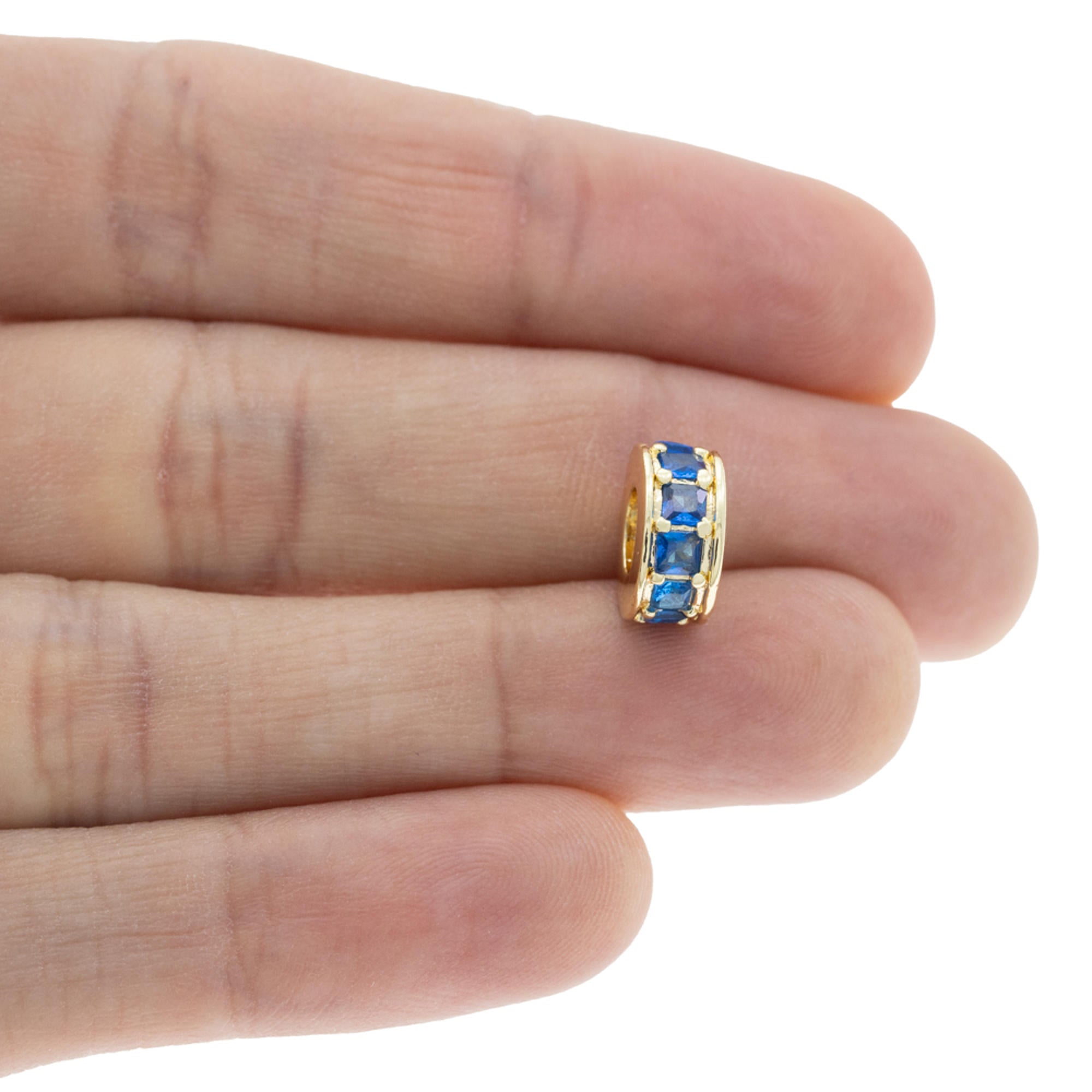 Charm separador con circonias azules 10mm