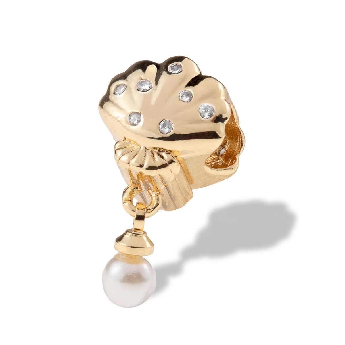 Charm separador de concha con circonias perla colgante 18mm