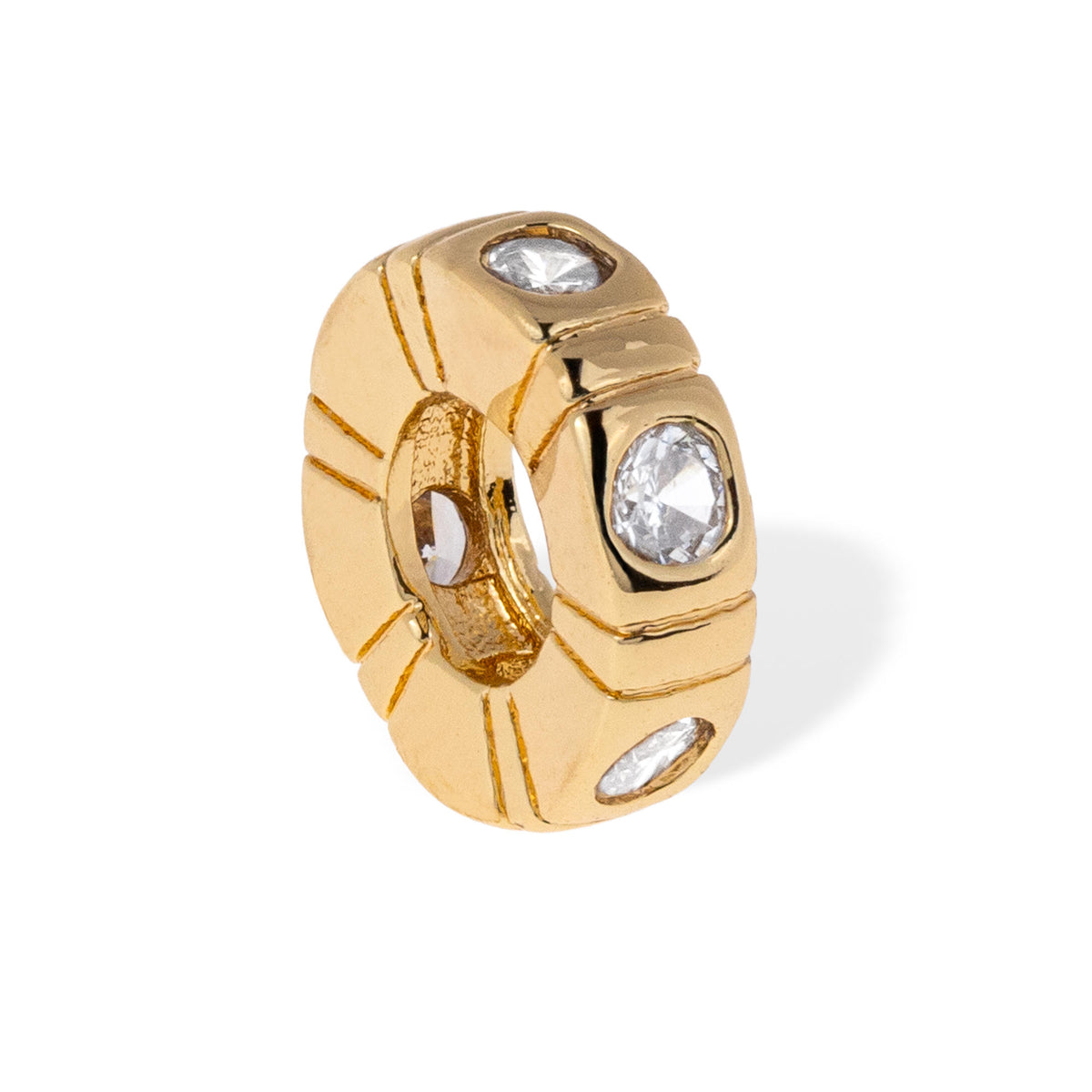 Charm rondel de cuadros con circonias 10mm