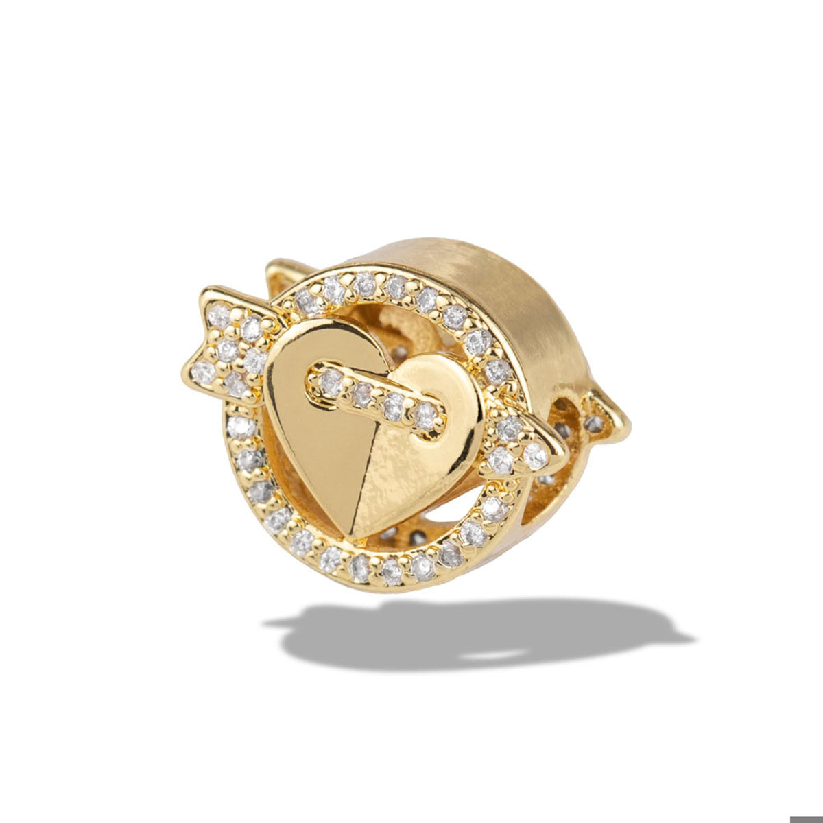 Charm separador redondo de corazon con flecha y circonias 11mm