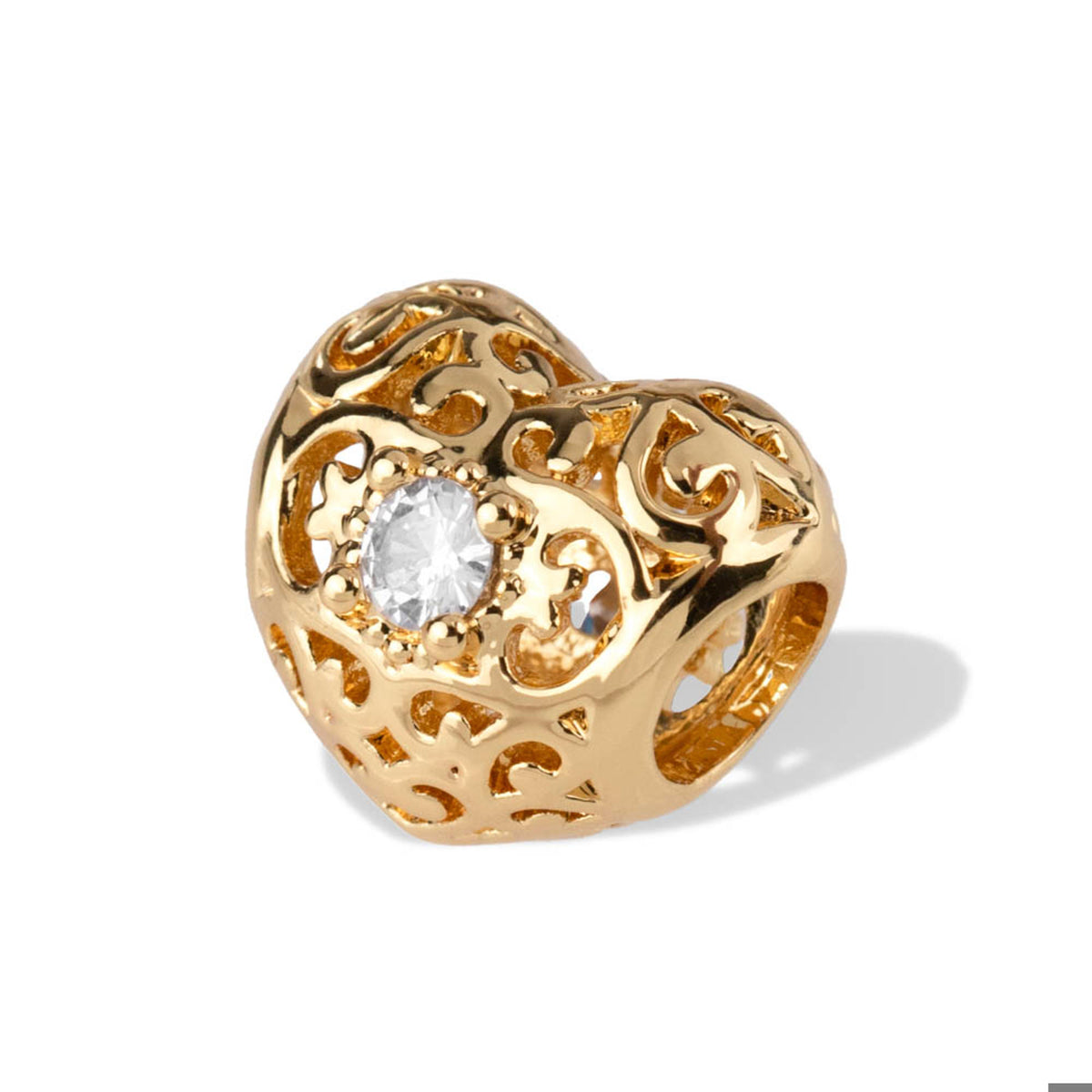 Charm separador de corazon calado con circonia 10mm