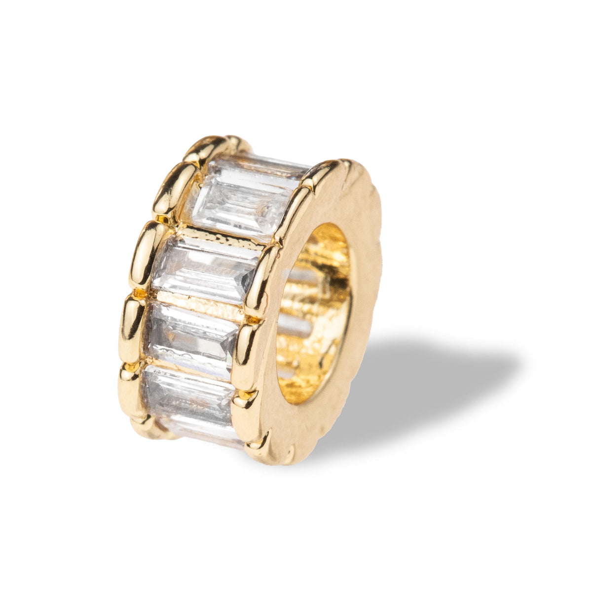Charm rondel con circonias baguette 8x4mm