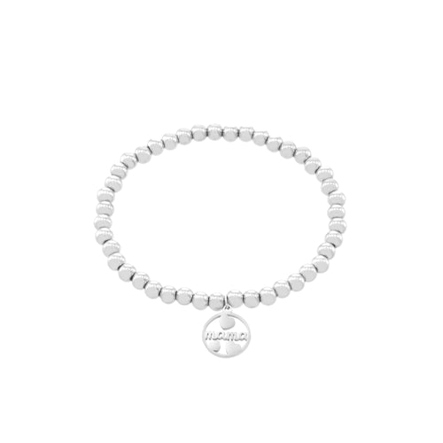 Pulsera ajustable de balines con dije de mama y corazones