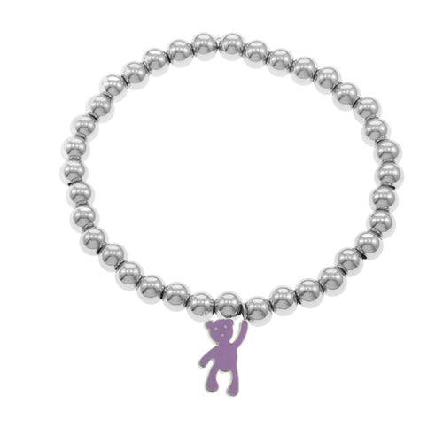 Pulsera balin oso esmaltado lila ajustable
