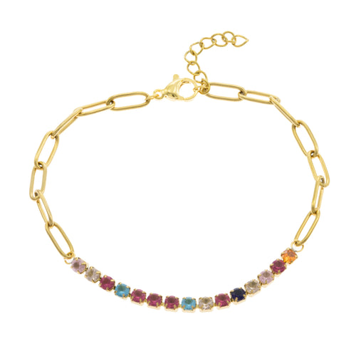 Pulsera cristal multicolor y eslabon largo 18cm