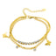 Pulsera doble con cristales y mariposas colgantes 18cm