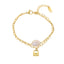 Pulsera Doble Perla Luneta con Candado 16CM