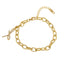 Pulsera Eslabon Grabado con Moño Cristal 16CM Dorado