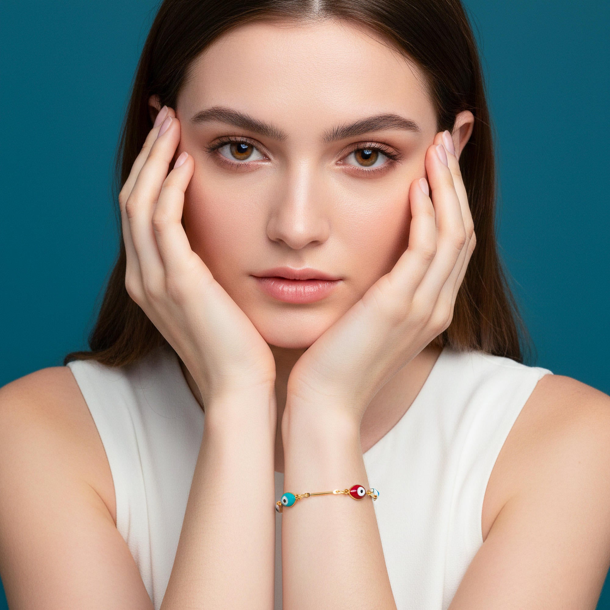 Pulsera con ojitos ovalados y barras 16cm