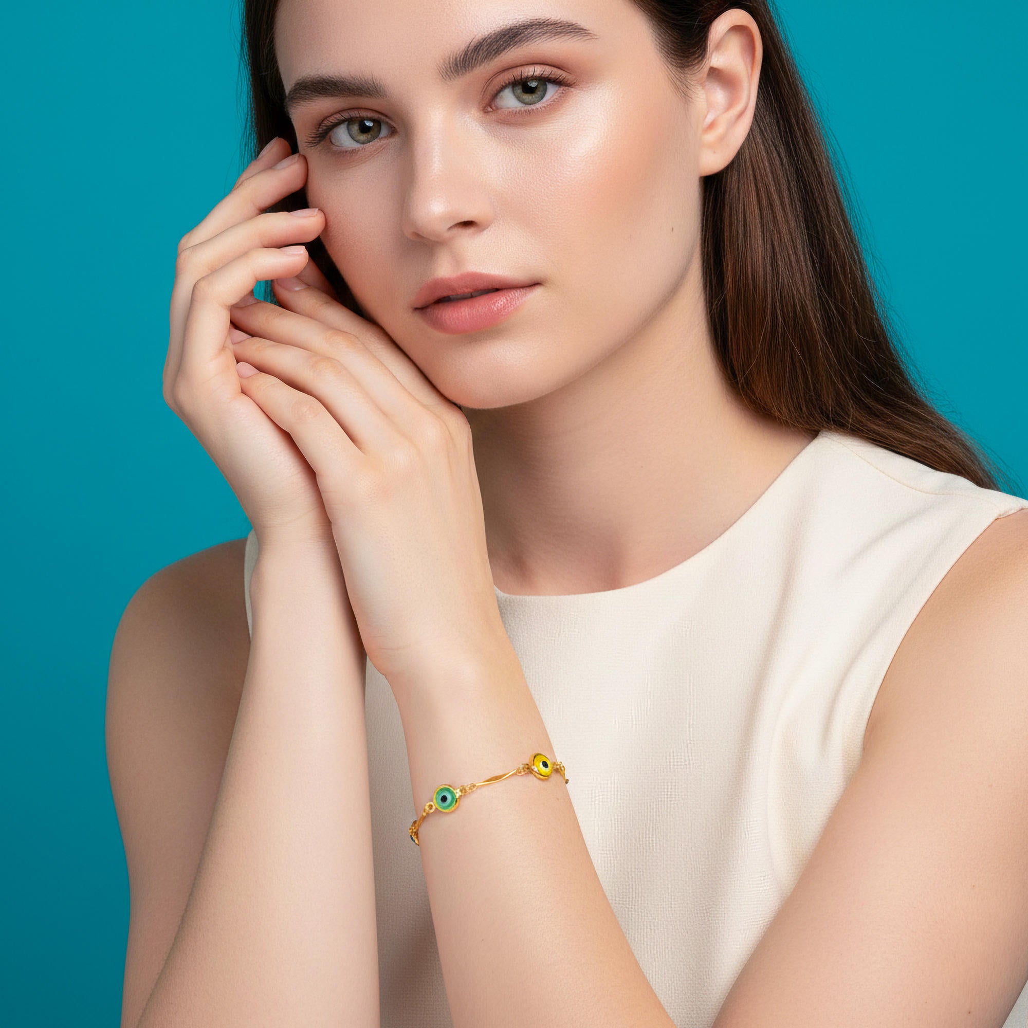 Pulsera con ojitos y barras 16cm