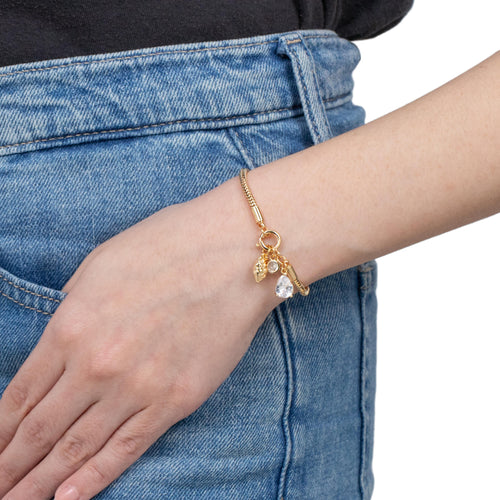 Pulsera de corazon y circonia con broche bandola 18cm