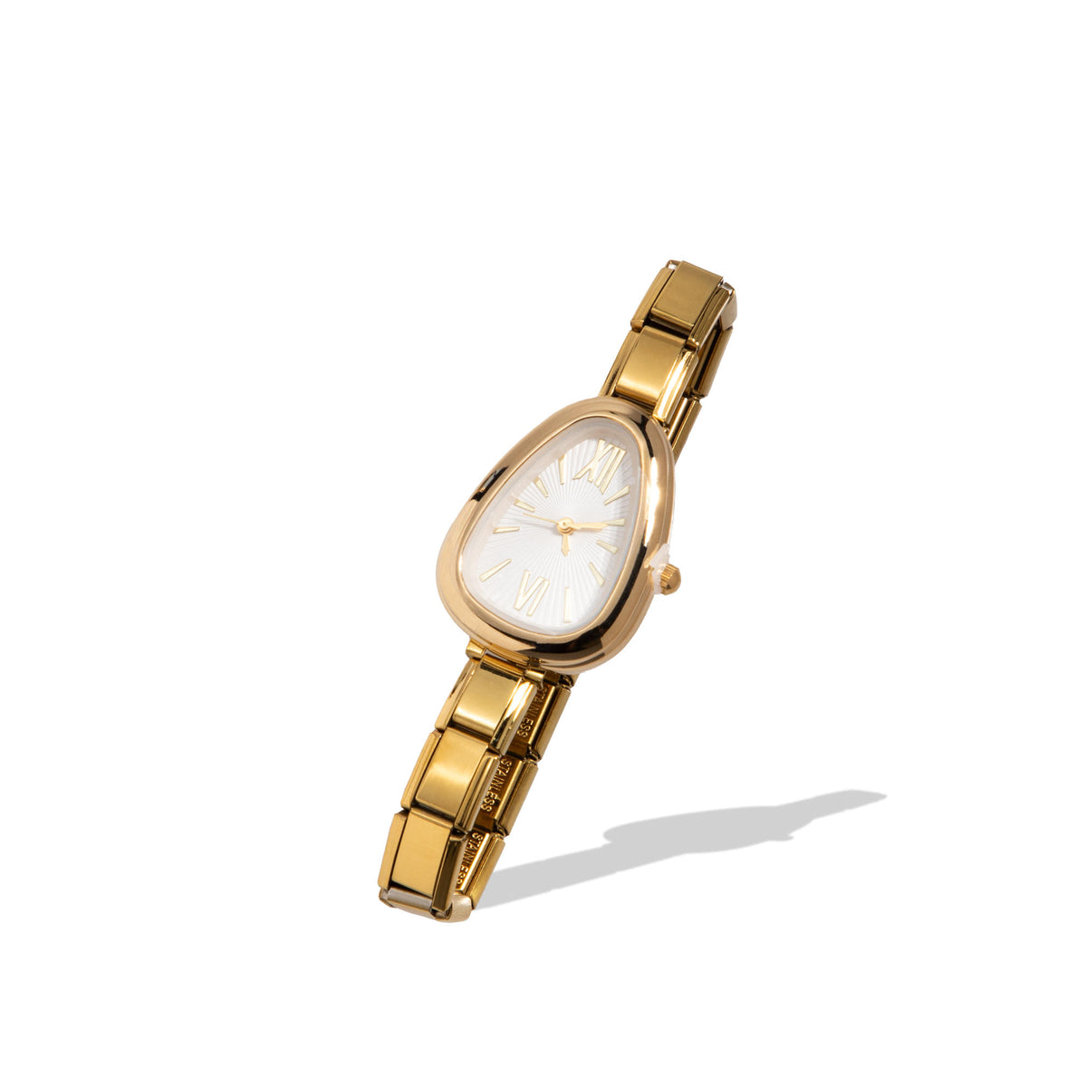 Reloj ajustable eslabon italiano caratula de gota numeros romanos 32x25mm